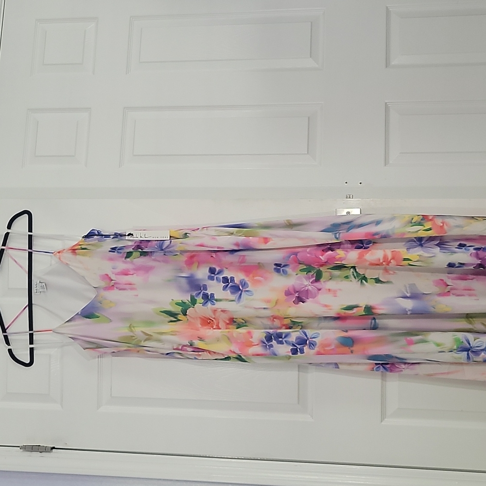 Nicole Miller New York watercolor print, maxi dress